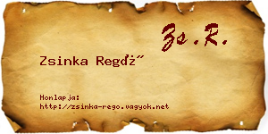 Zsinka Regő névjegykártya